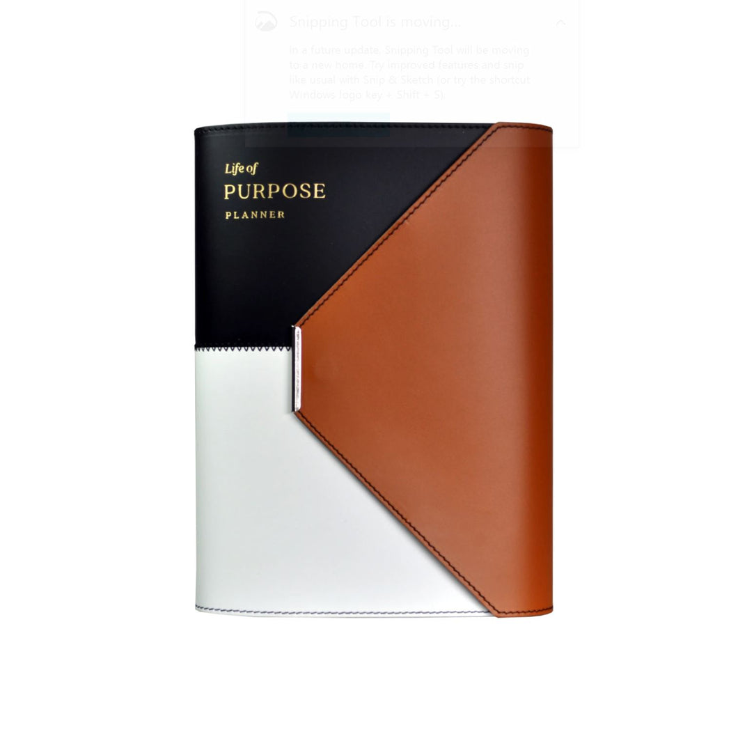 90-day Life of Purpose Planner + Handmade Italian Leather Multi-Color Sleeve   