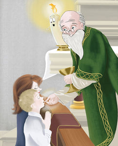 The candle in the deepest, darkest corner of the candle shop longs for more than matching tablecloths. He wants to light a feast, the greatest feast. His dream comes true at his first Catholic Mass. 