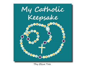 [Standard Paperback] "My Catholic Keepsake" Baby / Child's Memory Book - Rosary Cover - Thy Olive Tree - Baby Memory Book -  Catholic Gifts