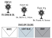 Load image into Gallery viewer, Personalized Catholic Stationery for Priests and Religious / Ordination Gift / Monstrance - Thy Olive Tree - Stationery -  Catholic Gifts
