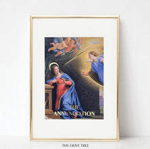 Load image into Gallery viewer, The Joyful Mysteries: Gold Foil Art Prints (Set of 5) - Thy Olive Tree - Art Prints -  Catholic Gifts
