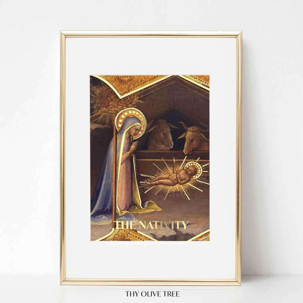The Nativity: Gold Foil Art Print - Thy Olive Tree - Art Prints -  Catholic Gifts