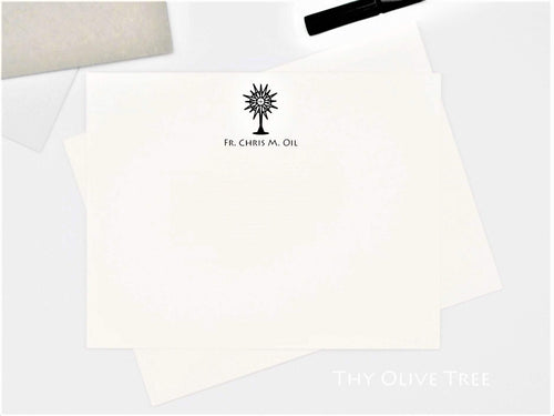 Personalized Catholic Stationery for Priests and Religious / Ordination Gift / Monstrance - Thy Olive Tree - Stationery -  Catholic Gifts